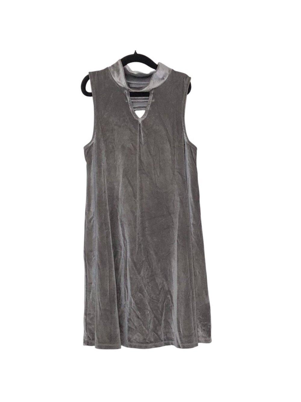 Girl's Epic Threads Solid Silver Mock Neck Sleeveless Velour Dress L